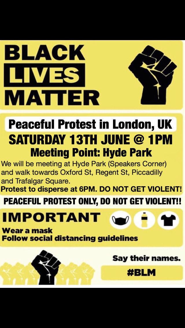 Saturday demo 13 moved to Friday 12th – assemble Marble Arch 1pm