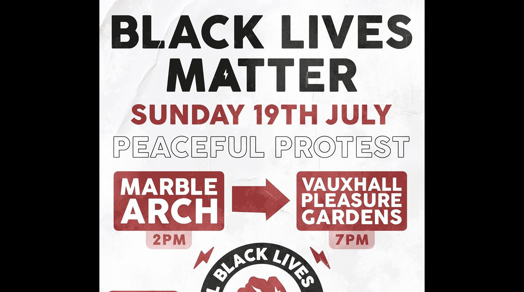 All Black Lives UK London BLM protest – Sunday 19 July 2pm Marble Arch