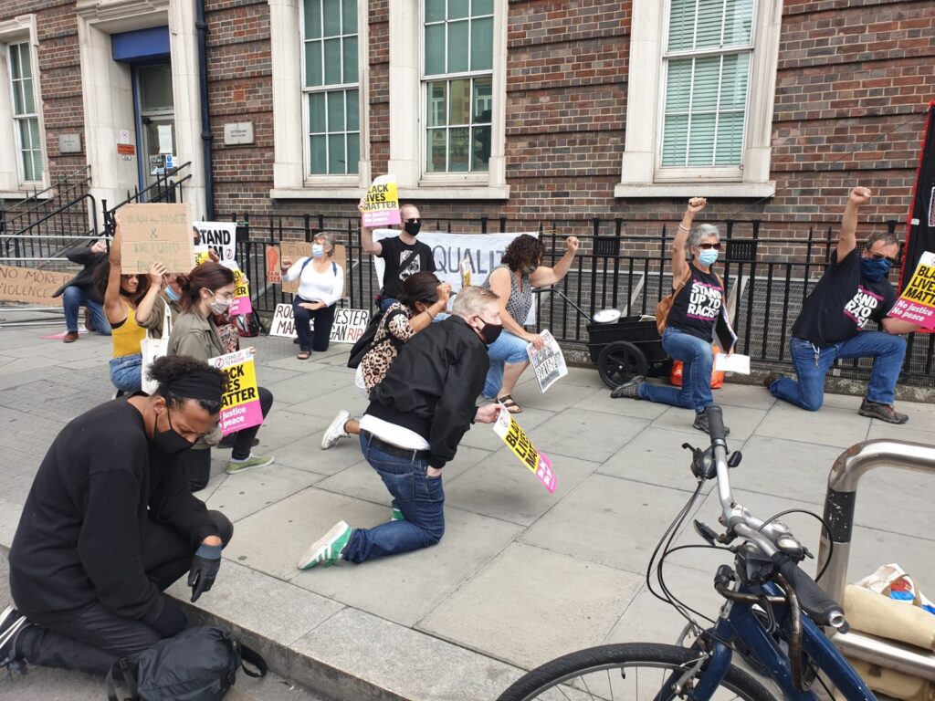 BLM protest at Tottenham police station 11 July 2020 - called by Stand Up To Racism